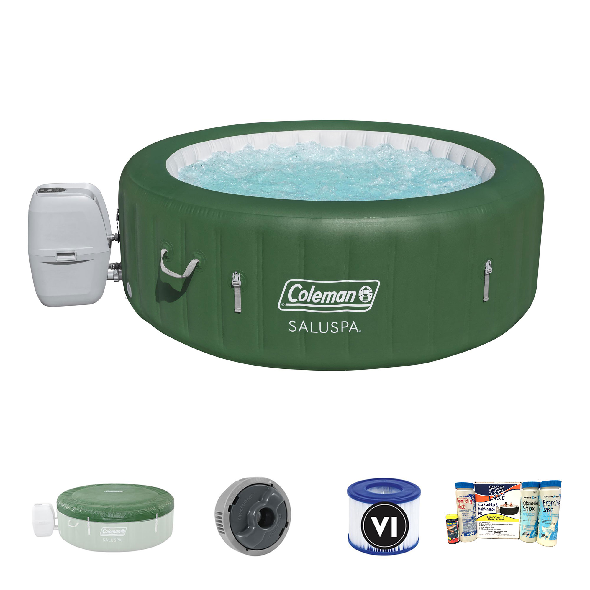 Coleman SaluSpa 6 Person Inflatable Outdoor Hot Tub w/ Chemical