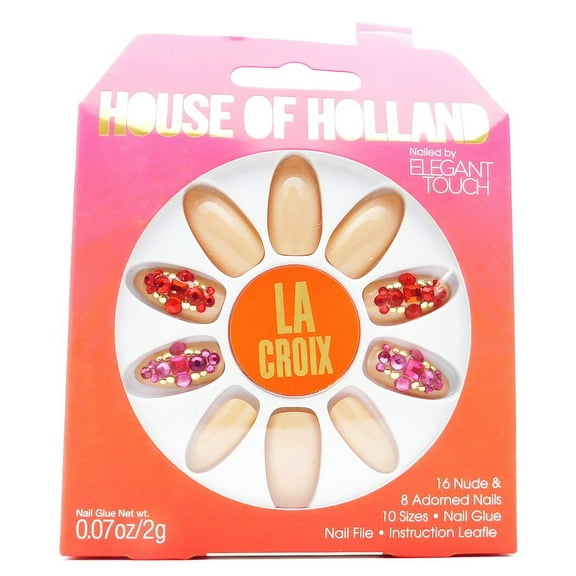 House of Holland Nailed by Elegant Touch  La Croix Cross to Bare: 24 nails, nail glue .07 Oz., nail file
