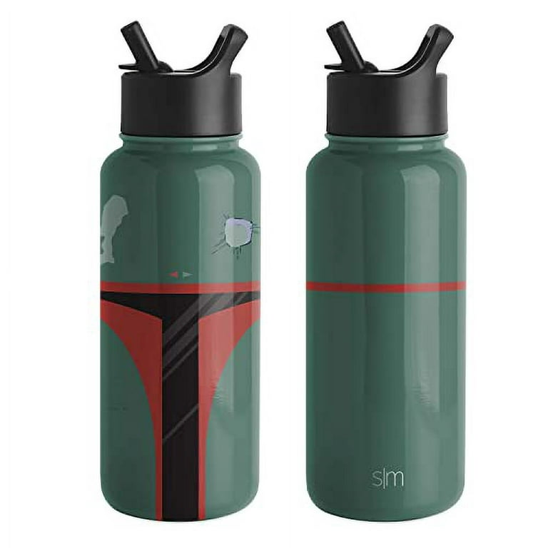 Simple Modern Star Wars Mandalorian Water Bottle with Straw Lid Vacuum Insulated Stainless Steel Thermos | Leak Proof Flask | Summit | 32oz Moonlit