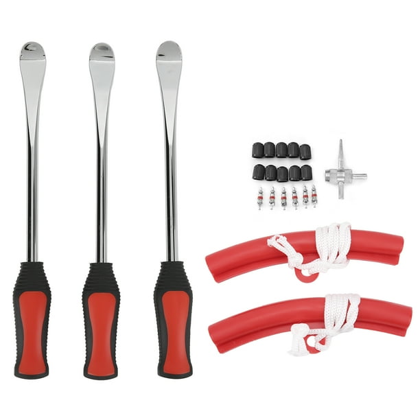 Juego de herramientas de reparación de palanca de neumáticos con cuchara y hierro, kit desmontable con núcleo de válvula para motocicleta y bicicleta