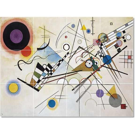 Ceramic Tile Mural-Wassily Kandinsky Abstract Painting 41. 17" w x 12.75" h using (12) 4.25 x 4.25 ceramic tiles