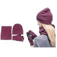 thumbnail image 3 of Sombreros, bufandas, bufandas, guantes de pantalla táctil para hombres y mujeres más juego de tres piezas de terciopelo para mantenerse calientes en invierno, 3 of 4