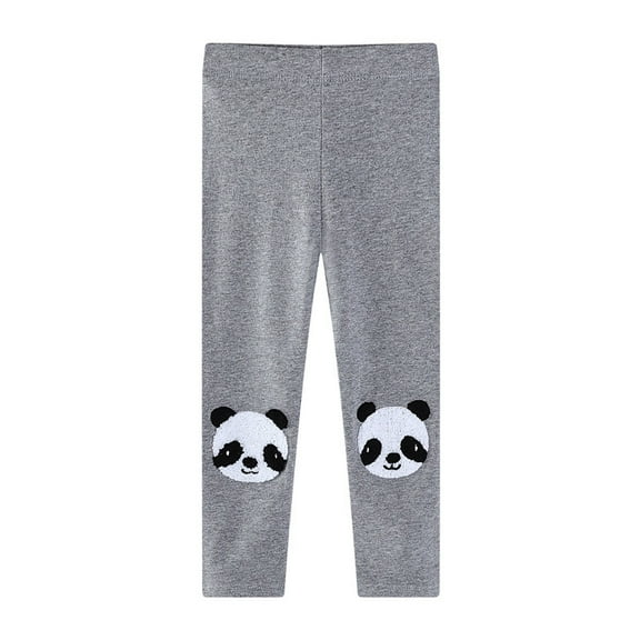 DHFJKG Child Girls Casual Knit Leggings Cute Panda Embroidery Soft Comfortable Stretchy Loose Fit Fashion Pants Girls Baggy Leisure Trousers 1-2 Years