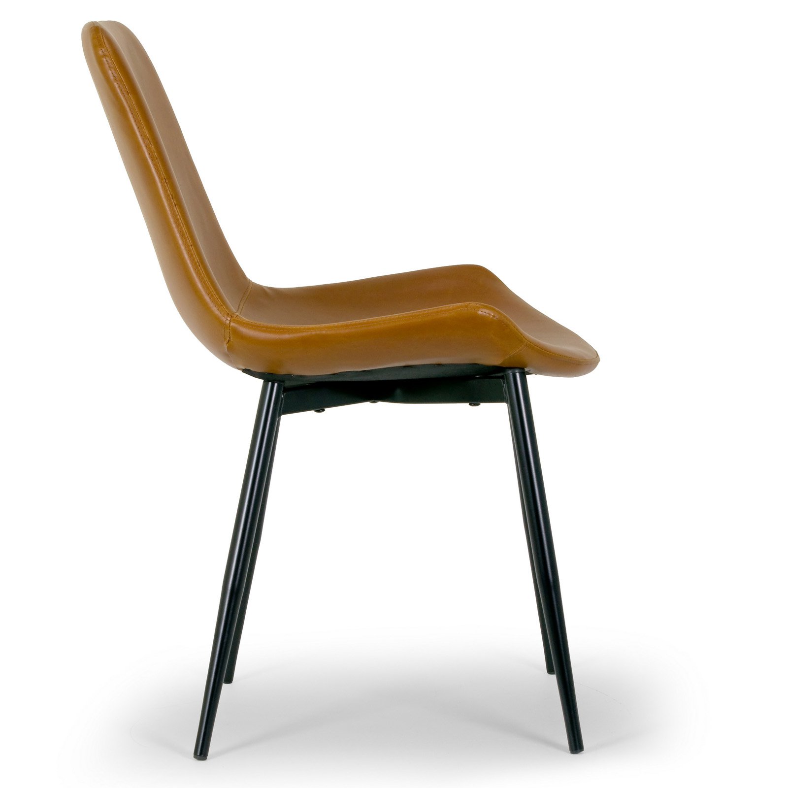 Set of 2 Alary Caramel Brown Faux Leather Modern Dining Chair with Black Iron Legs - image 3 of 6