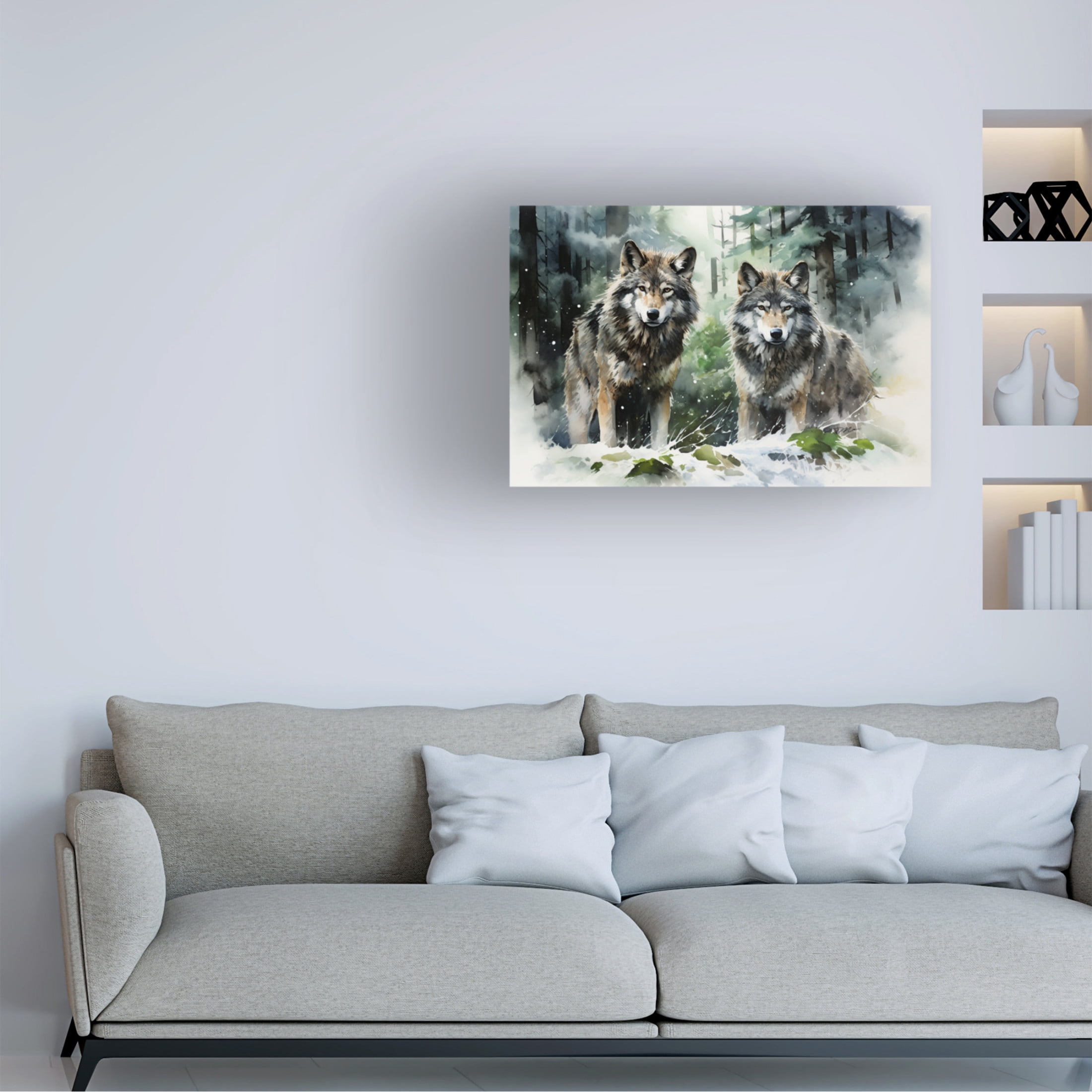 Canvas Wall Art - Momart 'Wild Life Of Predators In Watercolor 9' Wall Art for Living Room, Bedroom, or Office Décor by Trademark Fine Art - 24 x 16 Inches