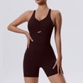 thumbnail image 4 of Lenpel Jumpsuits for Women Seamless Sleeveless Strap Square Neck Half Zip Backless Bodycon Rompers Workout Overall Shorts, 4 of 7