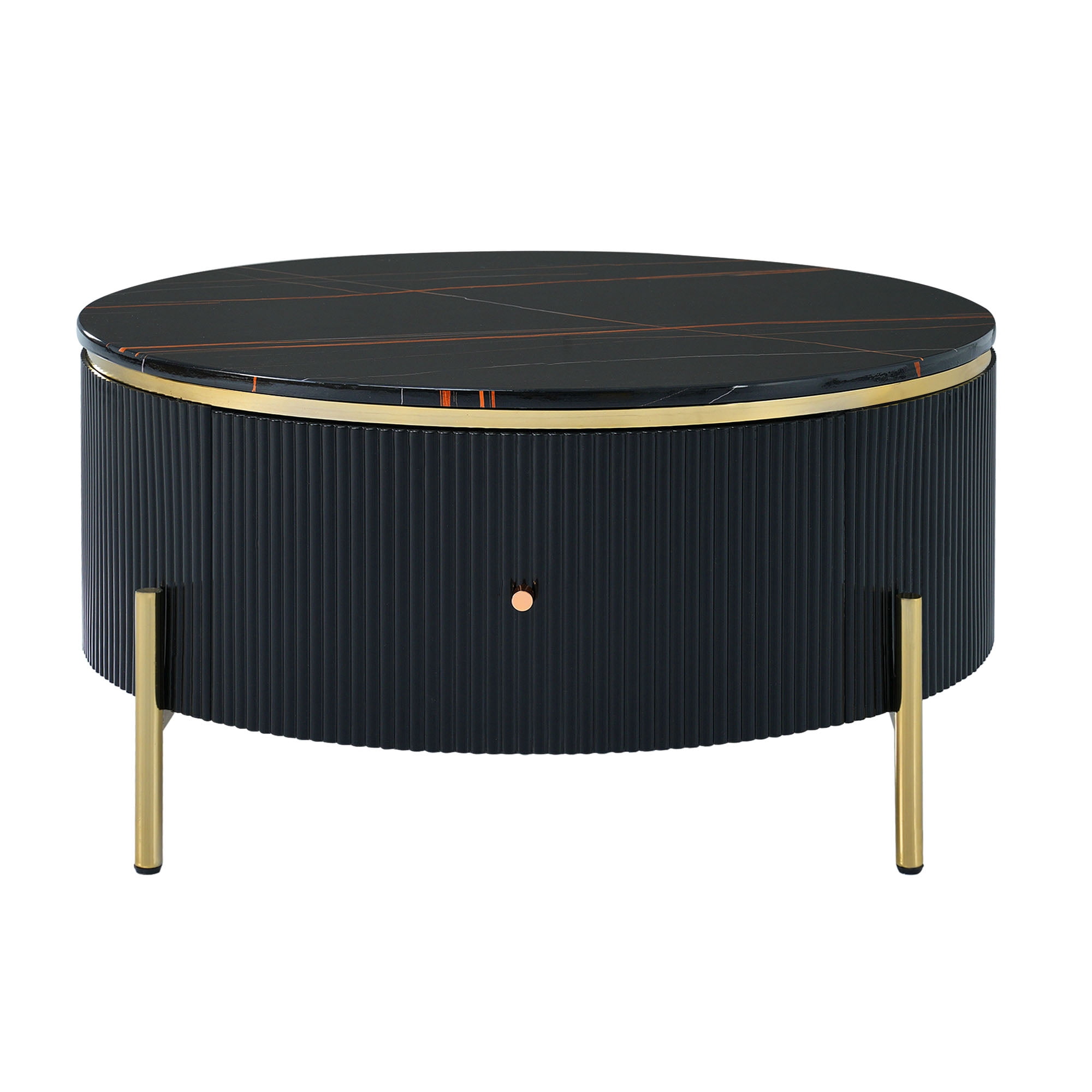 Euroco Modern Round Coffee Table with 2 large Drawers Storage Accent Table(31.5'')