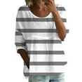 thumbnail image 1 of T-shirt à Manches 3/4 Col Rond à Fleurs, T-Shirt Imprimé Floral pour Femmes, T-Shirt à Manches Mi-Longues Col Rond, T-Shirt Ample Grande Taille Gris, P, 1 of 5