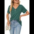 thumbnail image 3 of Blusas de Verano para Mujer, Camisas de Corta, Conjuntos Casuales de Negocios, Ropa de Moda para Vacaciones en la Playa 2025, Verde Tinta, Talla S, 3 of 6