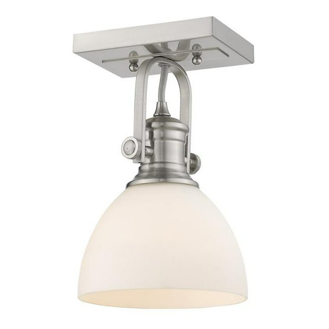 Golden Lighting 3118-1SF PW-OP Hines 1-Light Semi-Flush Mount with Opal Glass, Pewter