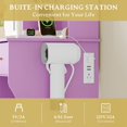 thumbnail image 6 of FANRAL Vanity Desk with LED Lighted Mirror and Power Outlet,Makeup Vanity Table with Storage Drawers,3 Lighting Modes and Adjustable Brightness,Dressing Table for Bedroom,Purple Vanity, 6 of 7