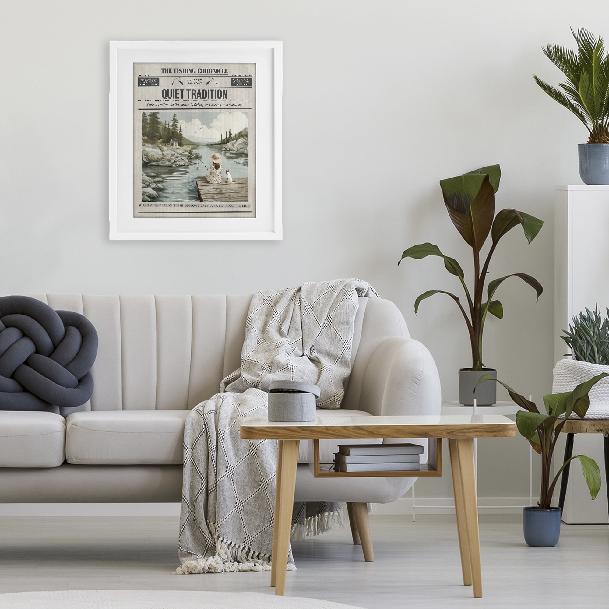 Stupell Industries Fishing Chronicle Magazine White Framed Print Under Glass, design by A Barefoot Stylist