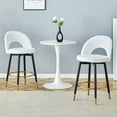 thumbnail image 2 of Set of 2 White PU Bar Stools, 360° Swivel with Black Metal Legs for Kitchen & Bar, 2 of 10