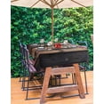 thumbnail image 3 of nqOlkjepod Black Brown Plank Outdoor Tablecloth with Umbrella Hole & Zipper, Vintage Chic Wooden Grain Rectangle Table Cover 52x70 Inch, Dining Waterproof Table Cloth Protector for Patio/Party, 3 of 7