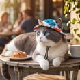 thumbnail image 7 of Pet Sun Hat with Ear Holes Adjustable Chin Strap Breathable Outdoor Headwear for Cats and Small Dogs Summer Travel 16.5 Inch, 7 of 7