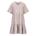 thumbnail image 6 of LOVZFMLL Summer Dresses for Women Casual Loose V Neck Short Sleeve Mini Dress Ruffle Swing Polka Dot/Boho Floral Print Beach Sundress Light Pink A XL, 6 of 7