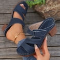 thumbnail image 5 of Sandals for Women 2025, Xunlbb Women's Fashion Casual Summer New Hollow One-Line Wedge Heel Sewing Beach Sandals(Blue,Size:40), 5 of 9