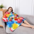 thumbnail image 5 of Oversized Wearable Blanket Hoodie,Colorful Tie Dye Pattern Sherpa Blanket Hoodie with Super Pockets,Super Warm Fuzzy Pullover for Women & Men, 5 of 6