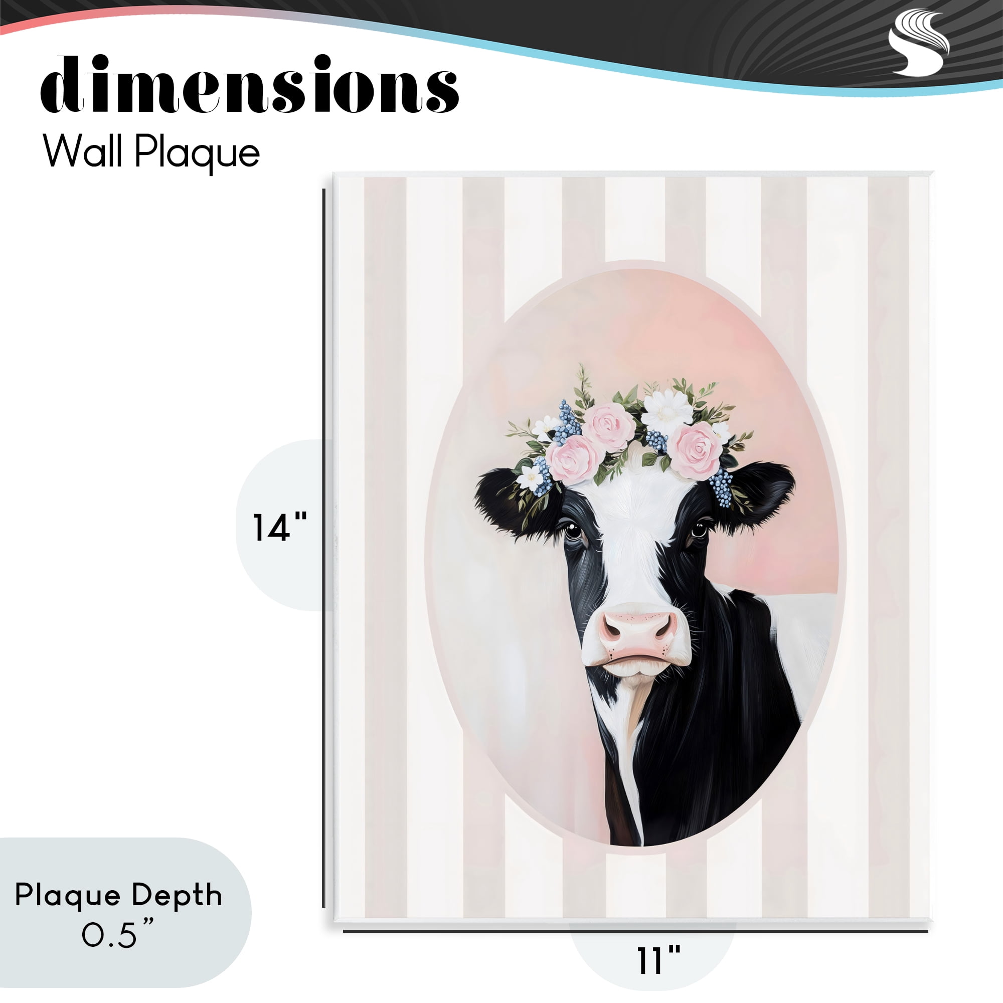 Stupell Industries Soft Cow with Floral Crown Wall Plaque Art, design by Arlington Prints