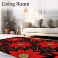 thumbnail image 2 of ODIKA 5'x7' Machine Washable Non-Slip Area Rug, Vintage Poinsettia Bloom Decorative Christmas High Traffic Rug, Red, 739660, 2 of 7
