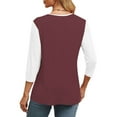 thumbnail image 4 of Womens Plus Size Spring Clothes, 3/4 Sleeve Shirts for Women Summer Fashion Loose Fit Color Patchwork V Neck T-Shirts, 4 of 6