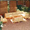 thumbnail image 1 of vidaXL 10 Piece Garden Lounge Set with Cream Cushions Solid Pinewood, 1 of 3