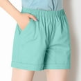 thumbnail image 2 of Dezsed Athletic Shorts for Women Solid Color Elastic Waist Cotton Sports Shorts with Pocket Light Blue M on Clearance, 2 of 5