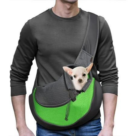SUCS Pet Dog Sling Carrier Large Pocket Adjust Strap Design Breathable Mesh Travel Safe Sling Bag Carrier for Dogs Cats