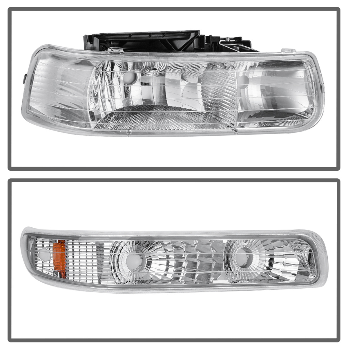 RVNI Headlights Assembly For 1999-2002 Chevy Silverado 00-06 Suburban Tahoe Headlights + Bumper Signal Lamps