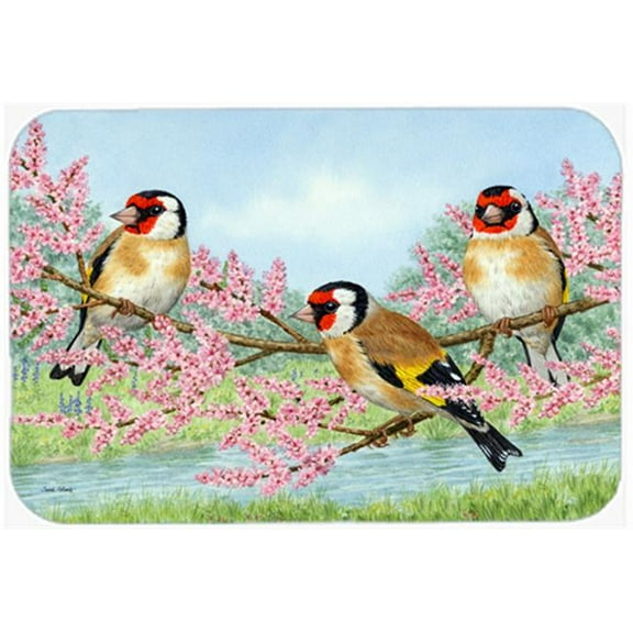 Carolines Treasures  European Goldfinch Glass Cutting Board Large 15x12 Inches