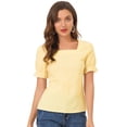 thumbnail image 1 of INSPIRE CHIC INSPIRE CHIC Blouse à Manches Courtes à Encolure Carrée à Carreaux pour Femmes, 1 of 6