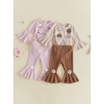 thumbnail image 3 of RUINIXCW Baby Girls Fall Outfits Long Sleeve Floral Embroidery Romper Flared Pants, 3 of 8