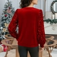 thumbnail image 4 of yillto Women's Velvet Blouse Sequin Long Sleeve Tops Business Work Dressy Clothes Party Office Outfits, 4 of 7
