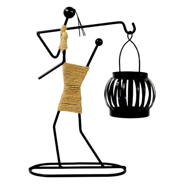 veasfak Candlestick Sculpture Centerpiece Abstract Character for Dining Table Decoration Rope B