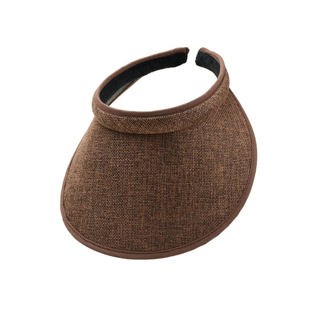 Guardurnaity Sombreros para el sol Protección Clip-On Gorras Visera de lino Ajustable Grandes aleros Parte vacía Color sólido Regalo deportivo Sombreros café Guardurnaity AP010232-10