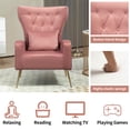 thumbnail image 4 of Tufted Upholstered Velvet Armchair for Living room, Bedroom,Pink (Set of 2), 4 of 4