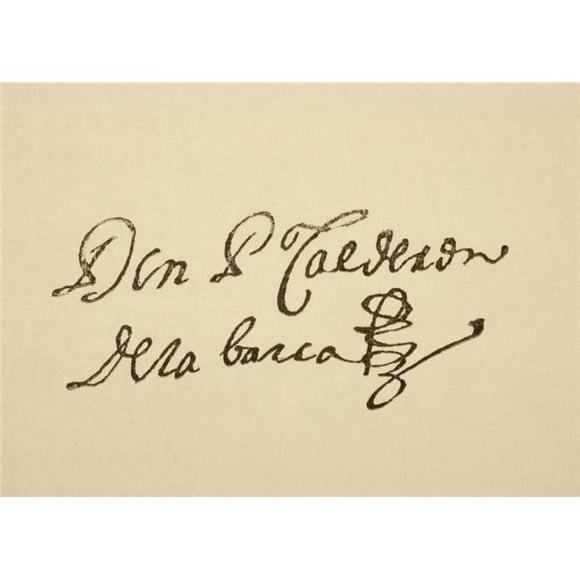 Posterazzi DPI1863074LARGE Signature of Spanish Dramatist Pedro Calder - N De La Barca Born 1600 Died 1681. From La Ilustracion Espa - Ola Y Americana Poster Print, 34 x 24