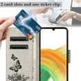 thumbnail image 6 of Allytech Galaxy A34 5G Wallet Case,  PU Leather Butterfly Embossed Flip Folio Stand Protective Shockproof Cards Holder Hand Wrist Bumper Phone Case Cover for Samsung Galaxy A34 5G - Gray, 6 of 7
