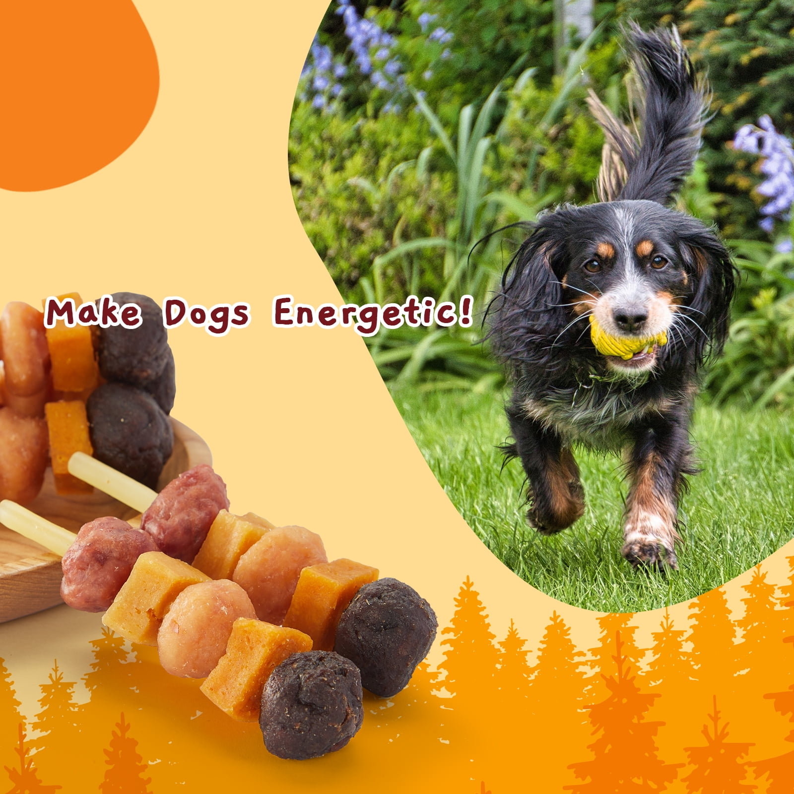 (5 pack) Jungle Calling Dog Treats, Cod Sticks, Sweet Potato, Pumpkin & Meat Kabobs for Dogs