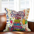 thumbnail image 2 of Happy Birthday Throw Pillow Cover Ribbon Cake Gift Balloon Modern Celebration Cotton Linen Cushion Cover Throw Pillow Case with Invisible Zipper for Couch Sofa Bed Chair Car 20x20 Inch, 2 of 14
