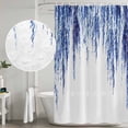 thumbnail image 5 of Navy Blue Shower Curtain, Waterproof Shower Curtains for Bathroom, Summer Botanical Leaves Watercolor Washable Fabric Bathtub Curtain Set Bath Decor with 12 Hooks Stall 36"x72", 5 of 8