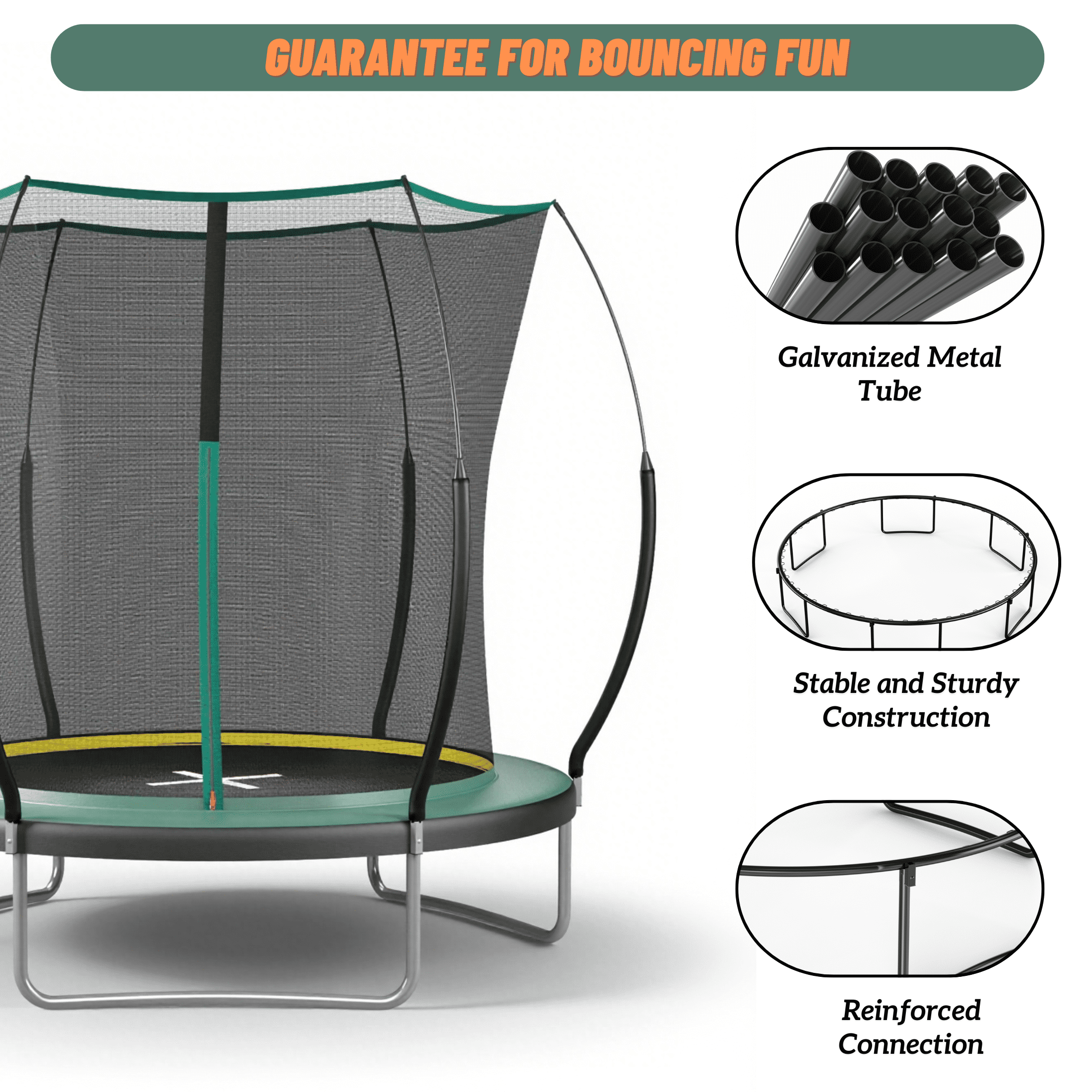 EUROCO 1500LBS Springfree 6FT Trampoline for Kids and Adults, No Gap Outdoor Trampoline for Backyard