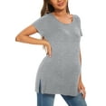 thumbnail image 4 of Women's Maternity Tops Shirts Short Sleeve Split Side Pregnancy Clothes, 4 of 6