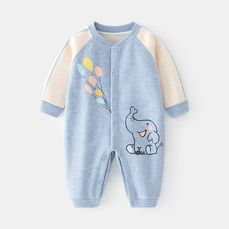 

Breampot Baby Plus Velvet Jumpsuit Baby Padded Thermal Underwear Newborn Clothes Autumn And Winter Cotton Ha Clothes Climbing Clothes Blue