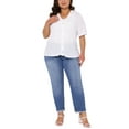 thumbnail image 2 of Agnes Orinda Plus Size Cardigan for Women Button Down Sheer Round Neck Short Sleeve Knitted Sweater 1X White, 2 of 6