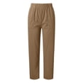 thumbnail image 5 of Womens Stretch Pants Elastic Waist Loose Casual Straight Leg Trousers with Pockets, 5 of 5