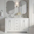 thumbnail image 2 of Ariel Stafford 60 Inch Double Oval Sink Bathroom Vanity With Carrara White Quartz Countertop 1.5 Edge In White, 2 of 9