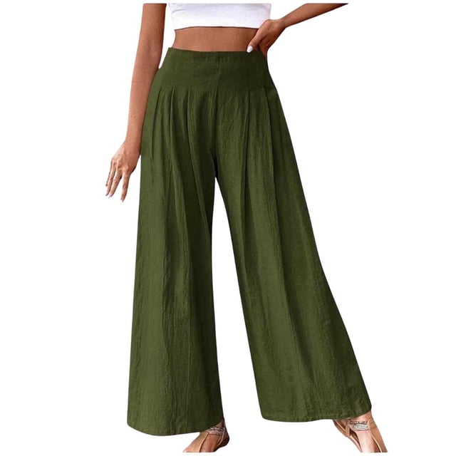 WILLBEST Pantalones Casuales para Mujer: Pantalones Holgados con Cremallera de Color Liso para Uso Diario y Relajación, elegantes y Cómodos con Detalle de Presión Lateral. Grande