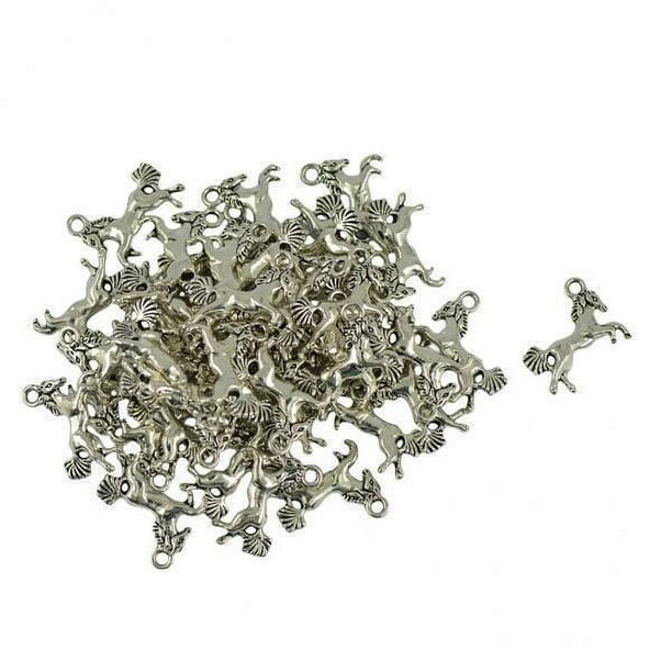 6x 30 Uds. Colgantes de Caballo de Plata Antigua DIY Fabricación de Joyas Regalo de Navidad 6 piezas
