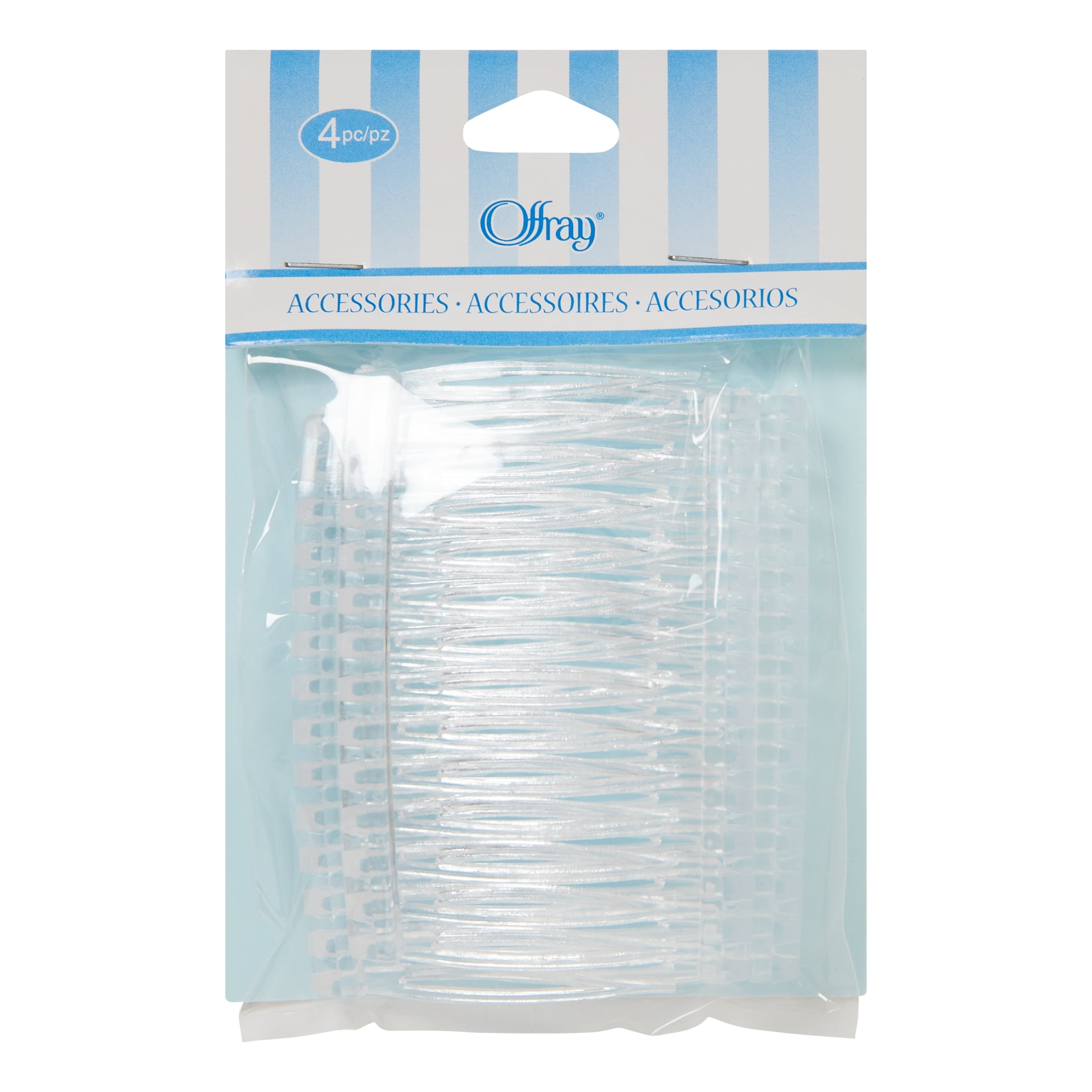 (2 pack) Offray Accessories, Clear Plastic Comb to personalize with beads or ribbons for a truly unique and beautiful hair comb, 4 Pieces, 1 Package